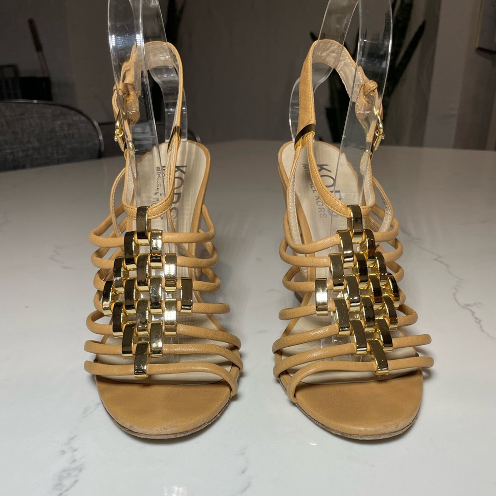 KORS Michael Kors Leather Wedge Sandal